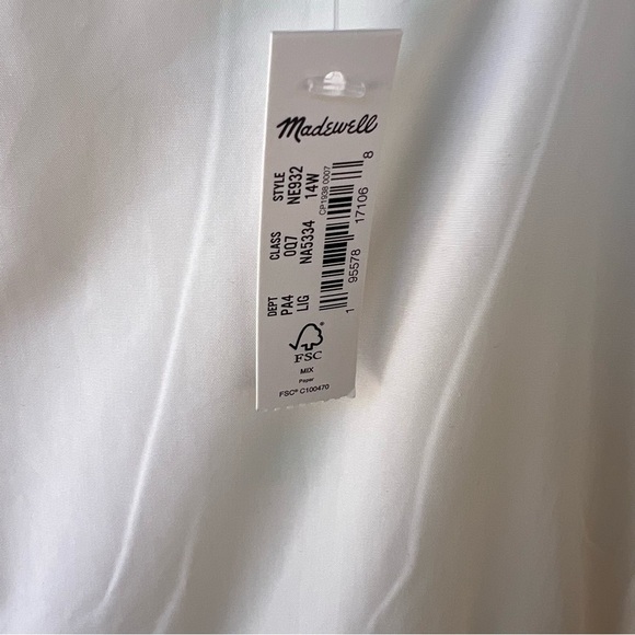 MADEWELL LIZZIE BABYDOLL MILKMAID  POPLIN PUFF SLEEVES DRESS SIZE 14W NWT CREAM - Picture 7 of 11